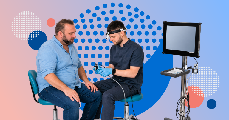 endoscopist reviewing AI-assisted lesion detection with clinical decision verification