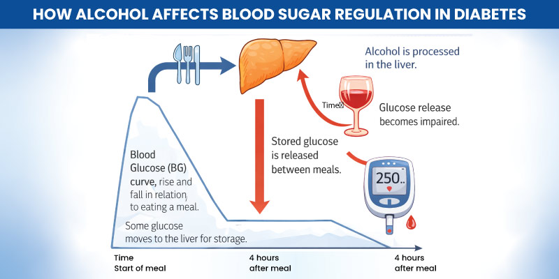 Alcohol consumption and its effects on blood sugar levels in people with diabetes